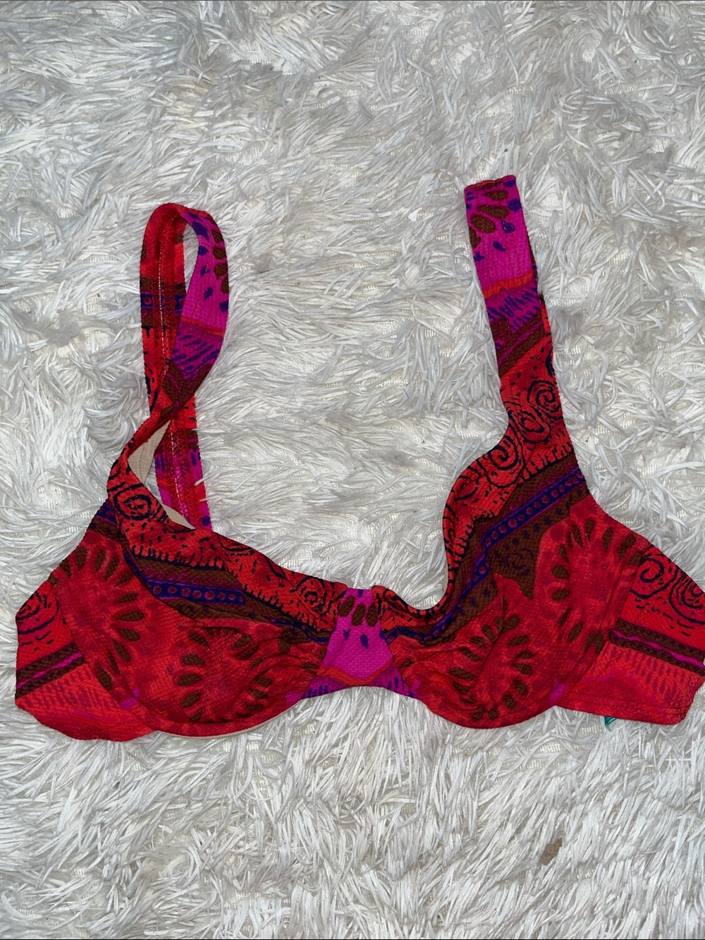 Liz Claiborne Red & Pink Tropical Underwire Bikini Top 10
